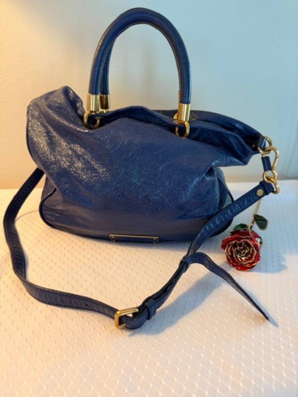 Authentic Marc by Marc Jacobs Blue Patent Leather Satchel Crossbody